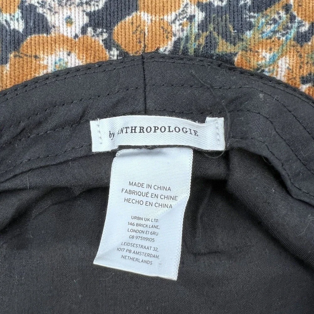 Anthropologie Corduroy Boho Floral Print Wide Brim Bucket Hat